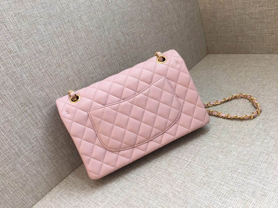 Medium Classic Flap Lambskin Bag AO1112 Pink/Gold